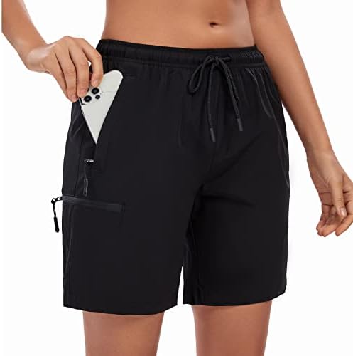 LXNMGO לנשים 7 אינץ 'מכנסי טיולים קצרים מהיר של כיסי מטען קלים יבש