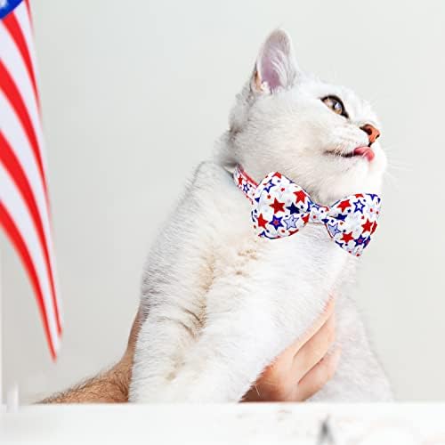 4 ביולי חתול עניבת פרפר צווארון, קיטי חתלתול אמריקאי עצמאות יום הבדלני צווארון עם פעמון עבור בנים ובנות