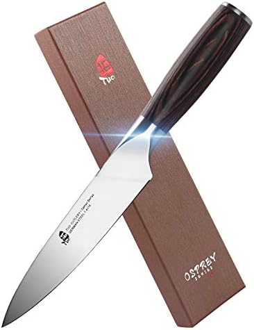 סכין שף פרו טואו 10 אינץ 'וסכין שירות 5 אינץ' - פלדת אל-חלד גרמנית-ידית פקקווד ארגונומית - סדרת אוספרי עם קופסת מתנה