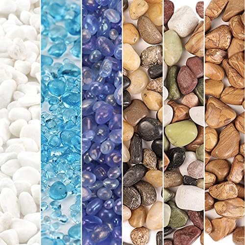 אבנים דקורטיביות-2.2 קילו אקווריום חצץ, דגי טנק חלוקי נחל, טבעי חלוקי מלוטש זכוכית חול עבור עיצוב הבית