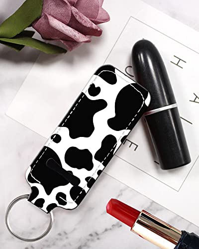 אופנה שפתון שרוול שפתון נייד כיס גלוס צינור מחזיק קליפ-על איפור נסיעות אבזרים-שחור לבן פרה