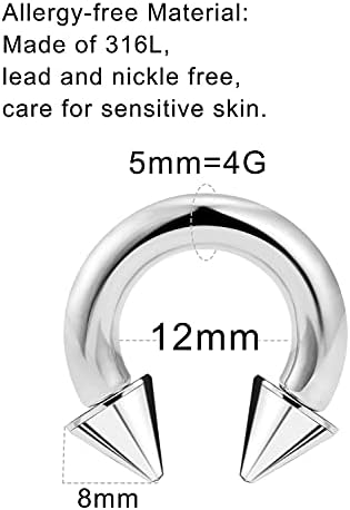 Ftovosyo הרשות הטבעת הליכי ספייק משקולות עגולות פרסה גדולים טבעת השלט מחץ האוזן מאבחנים עגילים 2G 4G 6G 8G 12mm/16 מ
