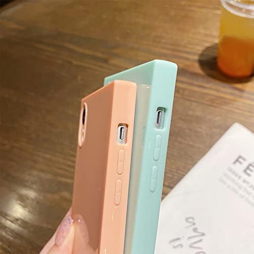 מארז טלפון מרובע Lming לאייפון SE 2022 / iPhone 7/8 הגנה על עדשת מצלמה כיסוי רך TPU צבע אחיד לנשים בנות