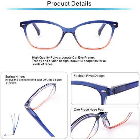 4 מארז קריאת משקפיים כחול אור חסימת חתול עין מחשב קוראי נשים אופנה מעצב גבירותיי משקפי
