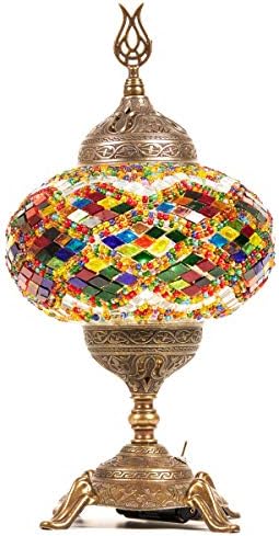 חדש הבוספורוס מדהים בעבודת יד תורכי מרוקאי פסיפס זכוכית שולחן שולחן ליד מיטת מנורת אור עם ברונזה בסיס