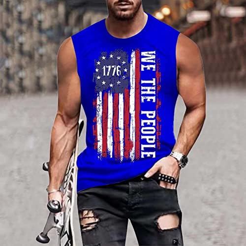 ZDDO 4 ביולי גופיות שרירים בגברים חולצות אימון ללא שרוולים אתלטי קיץ 1776 טנקי כושר פטריוטיים דגל אמריקאי