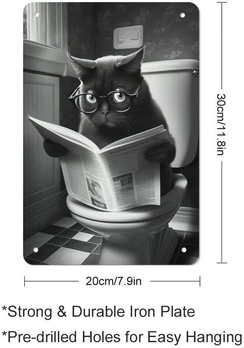 קדלי מצחיק חתול שחור בשירותים חתול אמבטיה אמנות וינטג