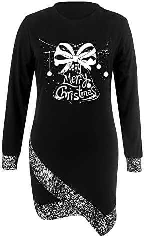 חג המולד נשים מקרית שמלת צוות צוואר ארוך שרוול טנק בודיקון חולצה קצר מיני שמלות סדיר מכפלת רזה שמלה