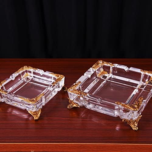 מגש אפר של Hihelo SSET פשוט קריסטל זכוכית גביש עם נחושת מאפרה יצירתי רטרו סלון שולחן קפה קישוטי משרדים מגש סיגריות