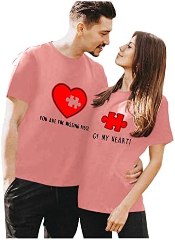 חג האהבה חולצה לגברים נשים שרופ צוואר 2023 קצר שרוול חולצות אימון רגוע גופיות לנשים