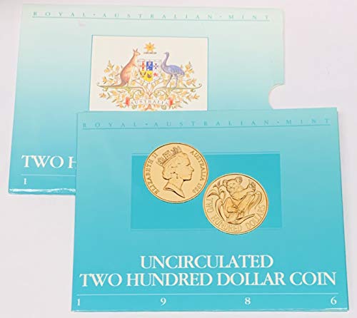 1986 AU אוסטרליה 200 $ קואלה זהב מטבע לא מחולק רויאל אוסטרלי מנטה 22 קראט זהב 200 $ לא מחולק